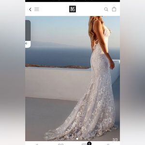 White layered beach wedding dress
